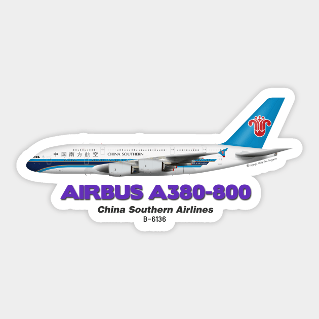 Airbus A380-800 - China Southern Airlines Sticker by TheArtofFlying